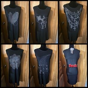 Bundle set of 5 lBlack Graphic Women lounge dresses